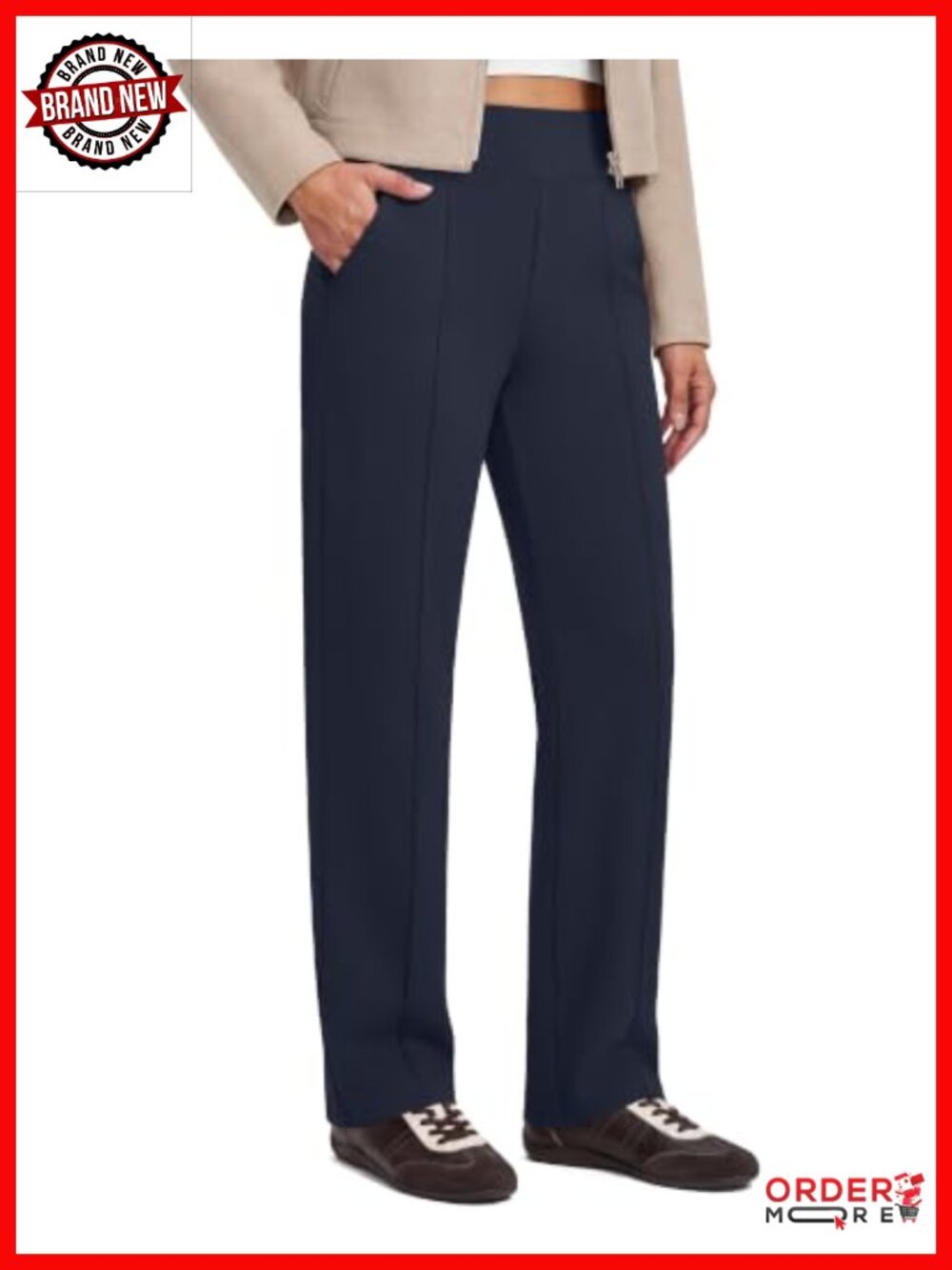 Women's Straight Leg Yoga Dress Pants with Pockets Work Pants